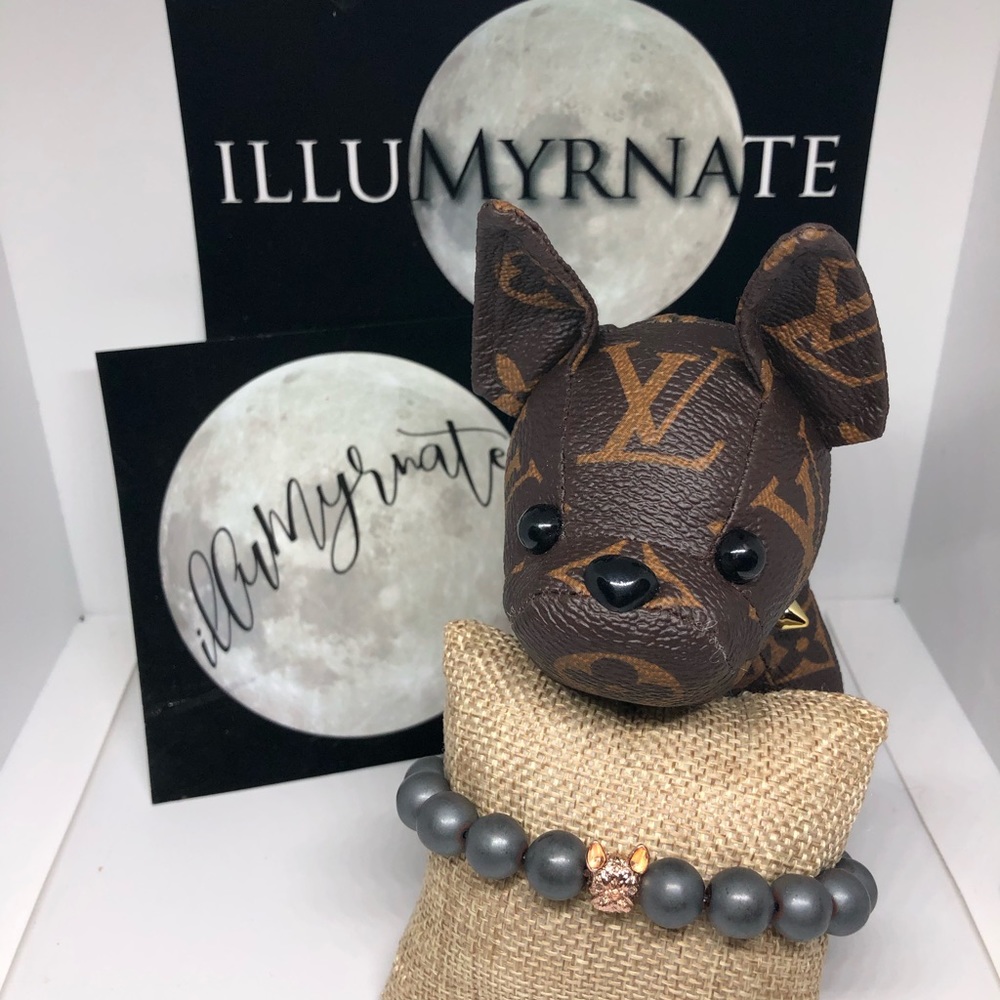 Rose Gold French Bulldog Hematite Bracelet